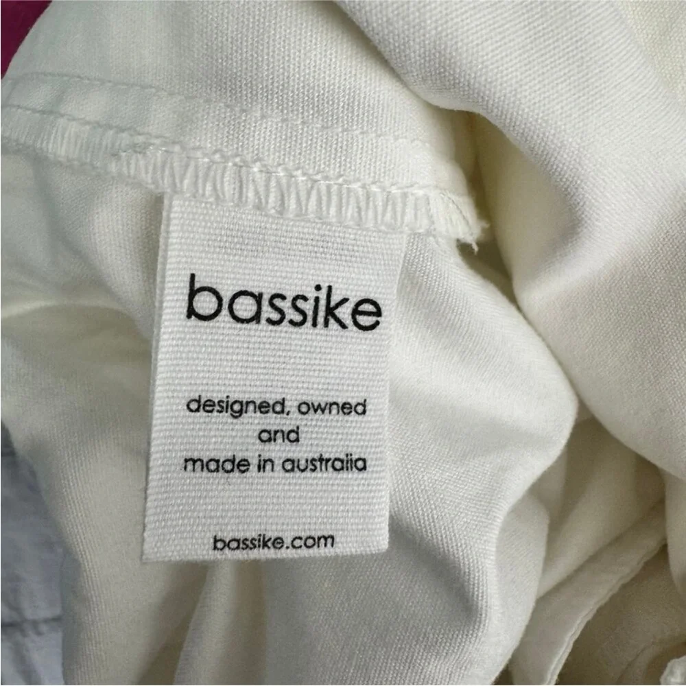 Bassike Cotton Tapered Drop Crotch White Pants Size 2/Medium - Picture 7 of 8